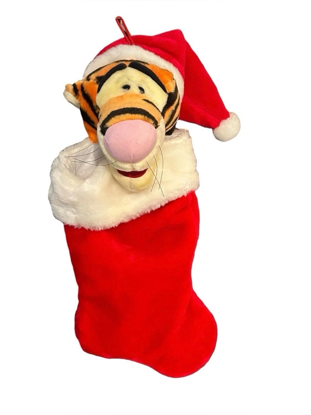 Disney Santa's Best Tigger Plush Head Christmas Stocking 3D Y2K Winnie The Pooh